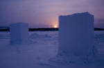 Ice blocks at sunset