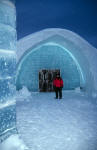 Icehotel entrance at night